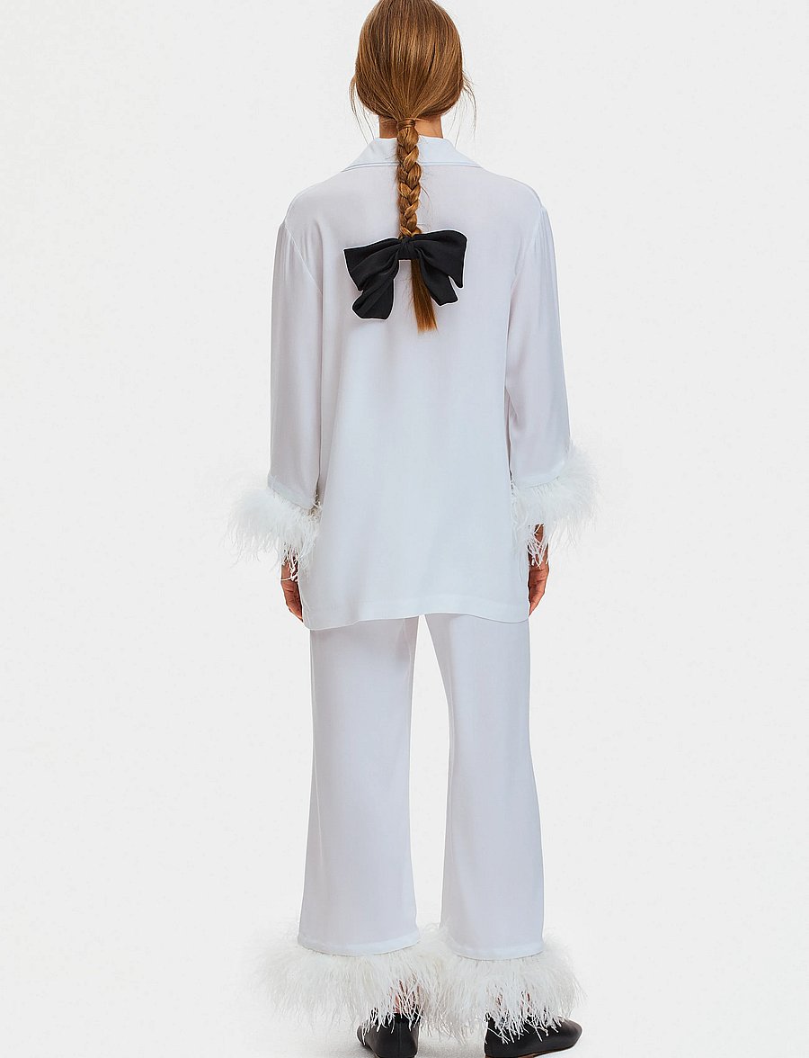 Sleeper - Party Pajama Set with Detachable Feathers - pyjamas - white - 3