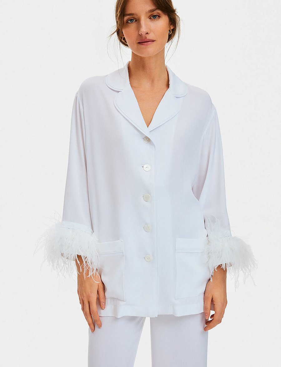 Sleeper - Party Pajama Set with Detachable Feathers - pyjamas - white - 5