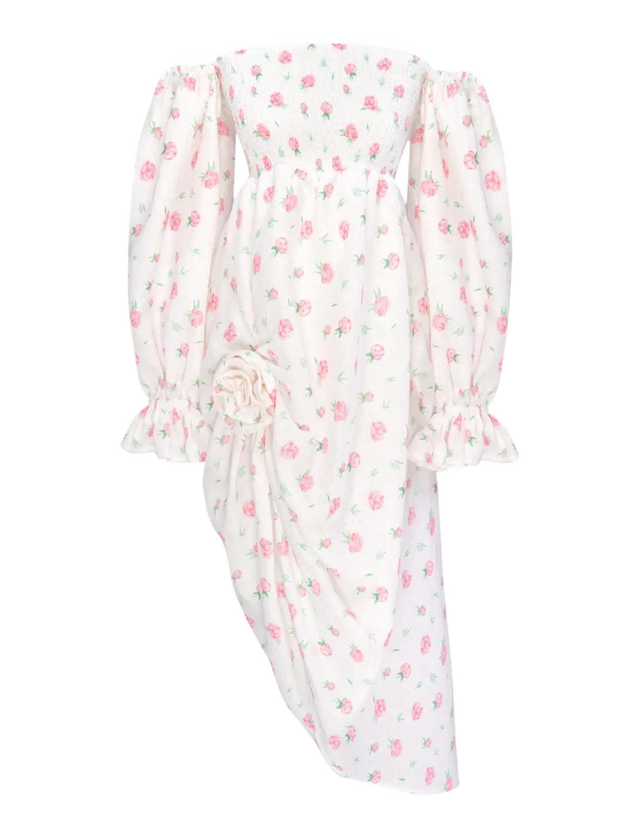 SLEEPER Atlanta Linen Kleid With Rose Detail Pink - XS - Damen