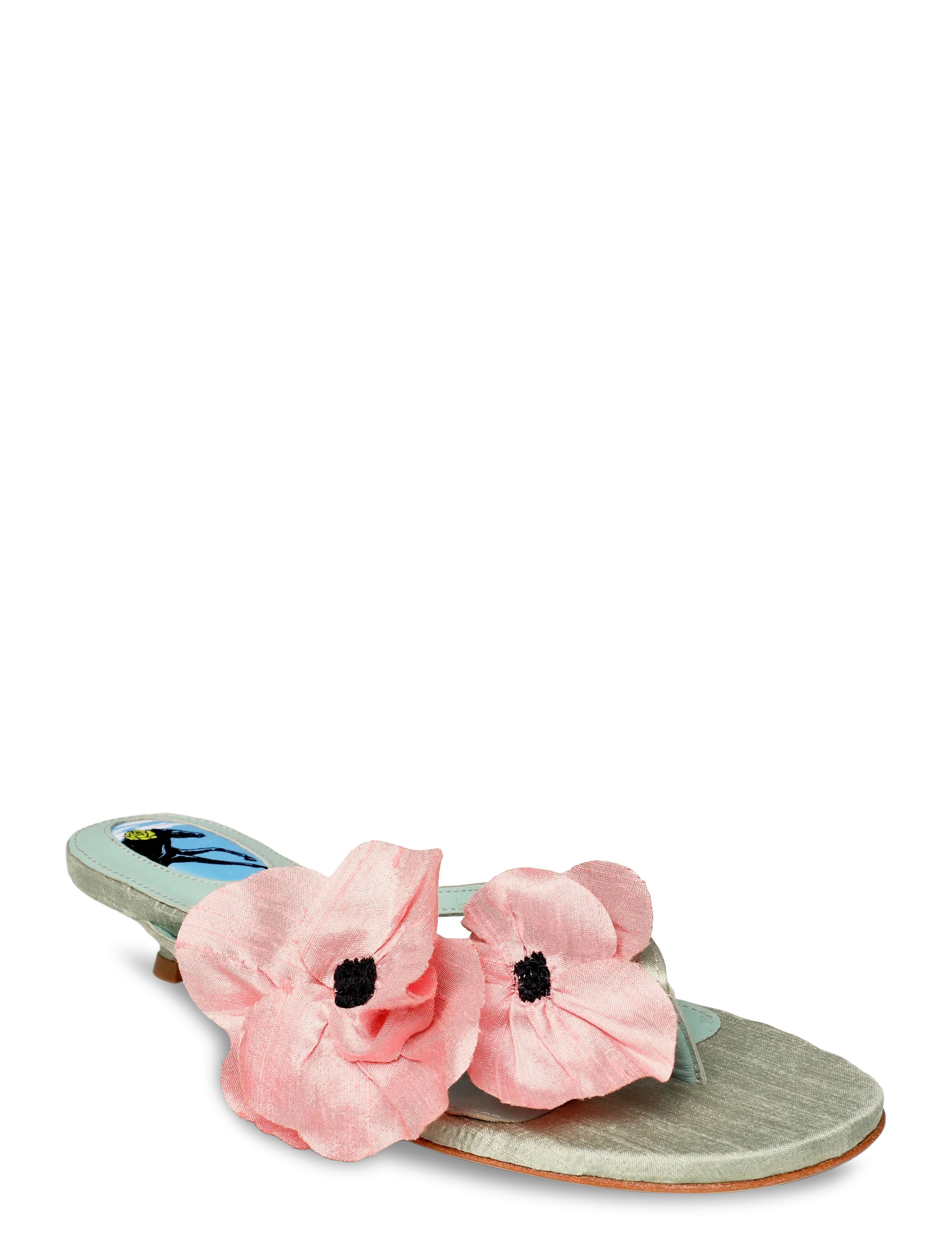 Sleeper Poppies Silk Kitten Heel Mules - Kontsaga muula-kingad - MINT / green