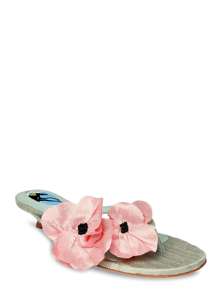 Sleeper - Poppies Silk Kitten Heel Mules - kontsaga muula-kingad - mint - 1