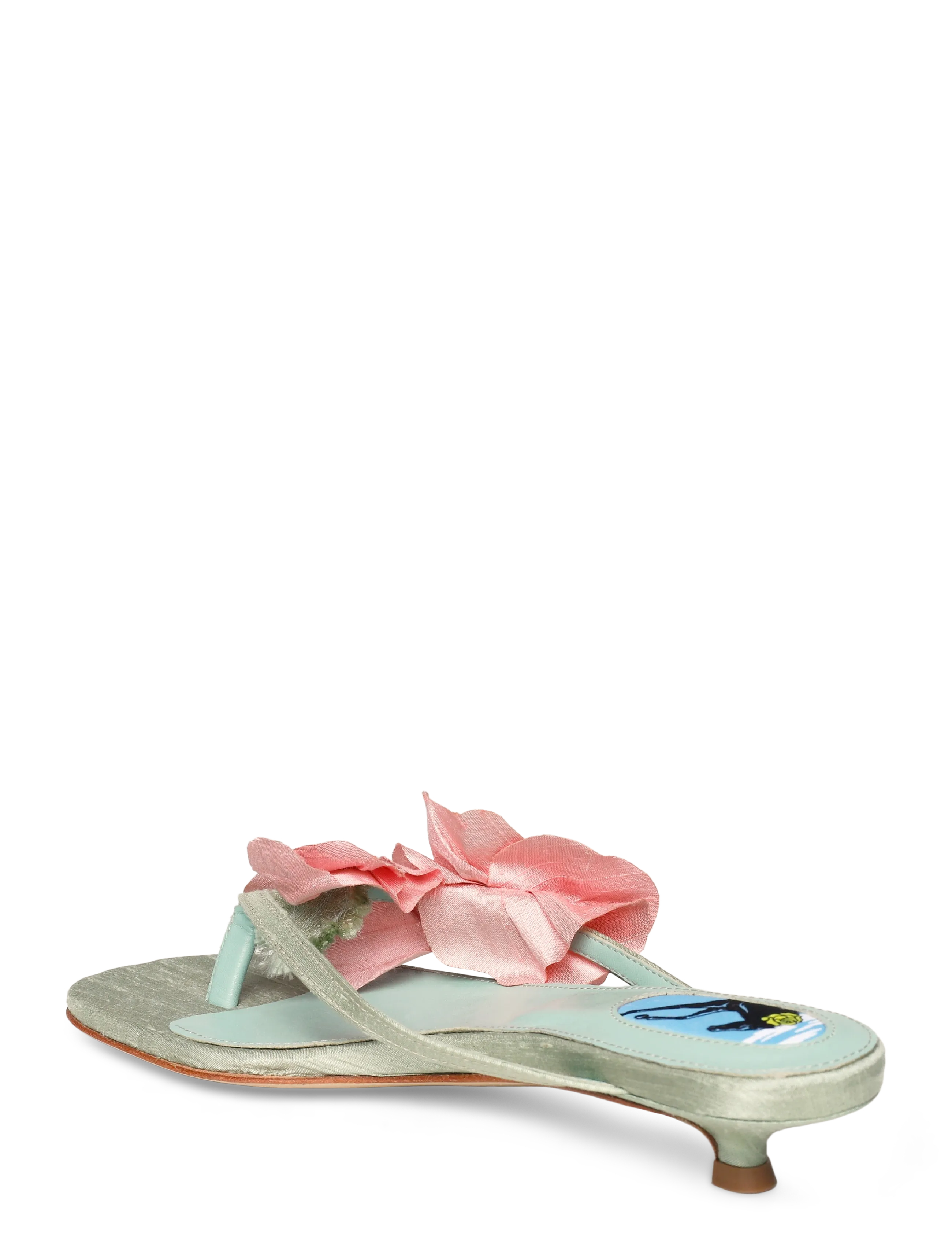 Sleeper - Poppies Silk Kitten Heel Mules - kontsaga muula-kingad - mint - 2