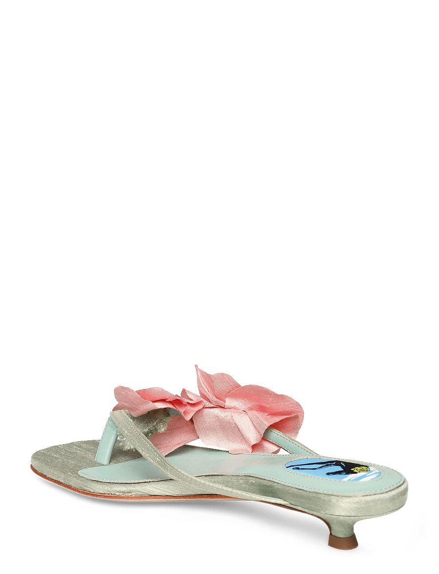 Sleeper - Poppies Silk Kitten Heel Mules - kontsaga muula-kingad - mint - 2