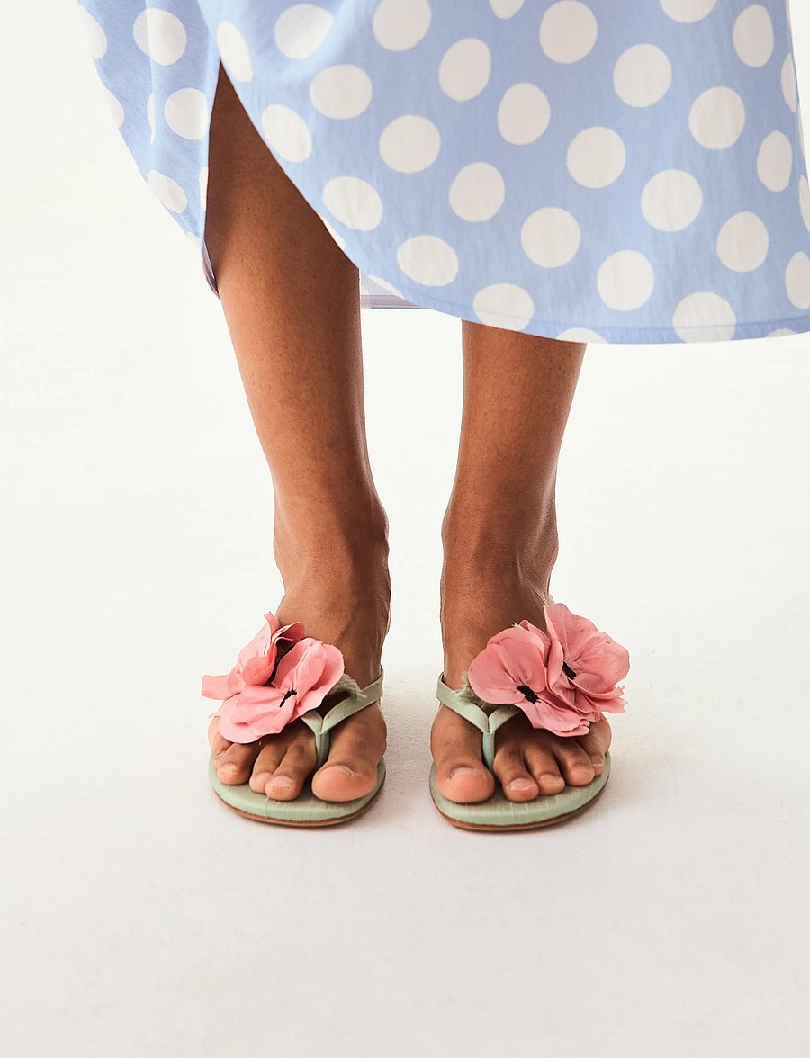 Sleeper - Poppies Silk Kitten Heel Mules - kontsaga muula-kingad - mint - 0