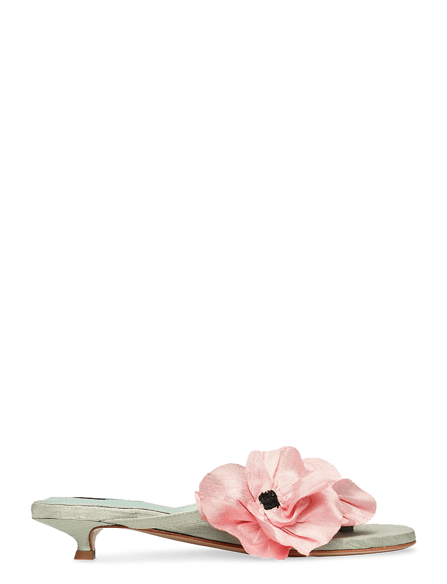 Sleeper - Poppies Silk Kitten Heel Mules - kontsaga muula-kingad - mint - 3