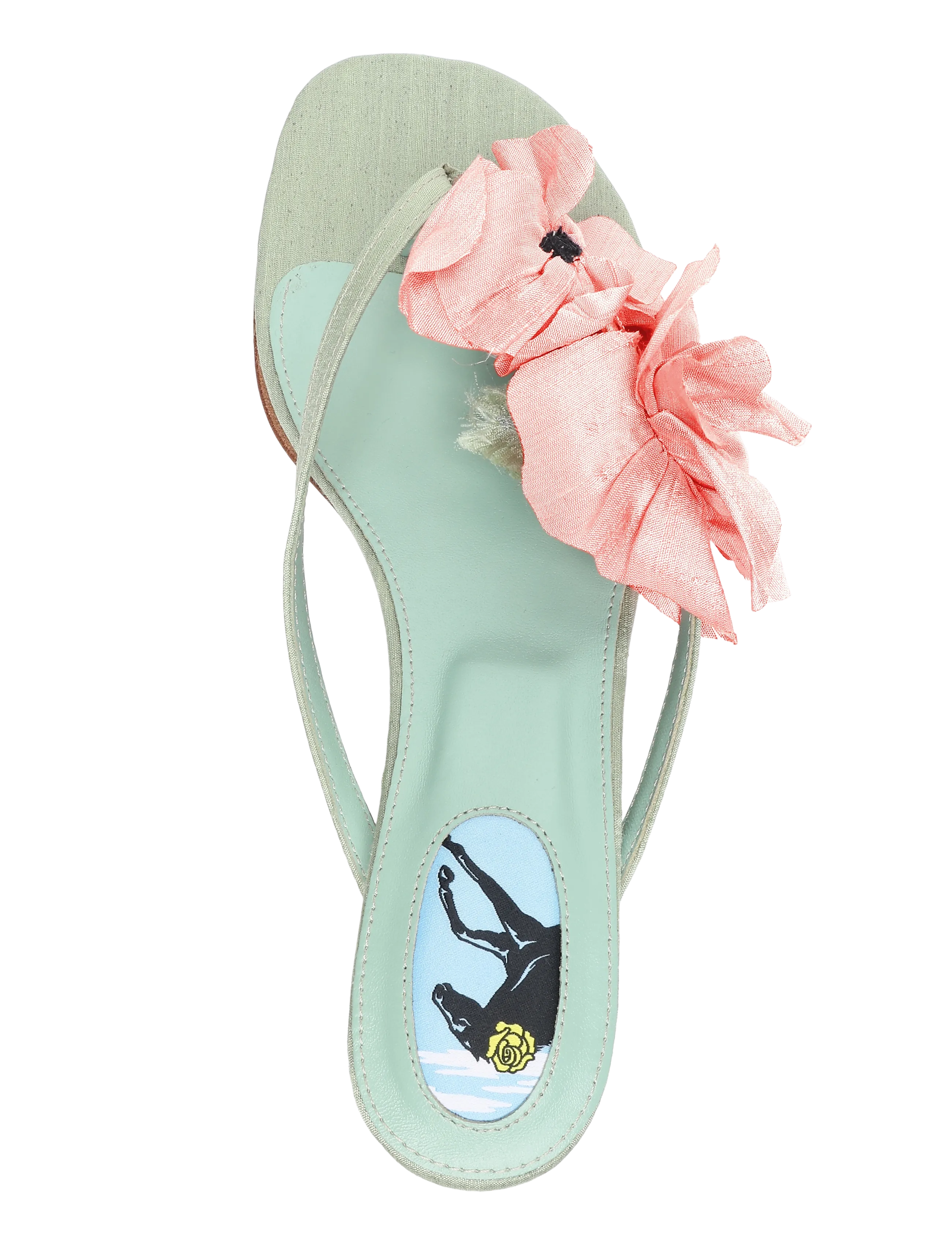 Sleeper - Poppies Silk Kitten Heel Mules - kontsaga muula-kingad - mint - 4