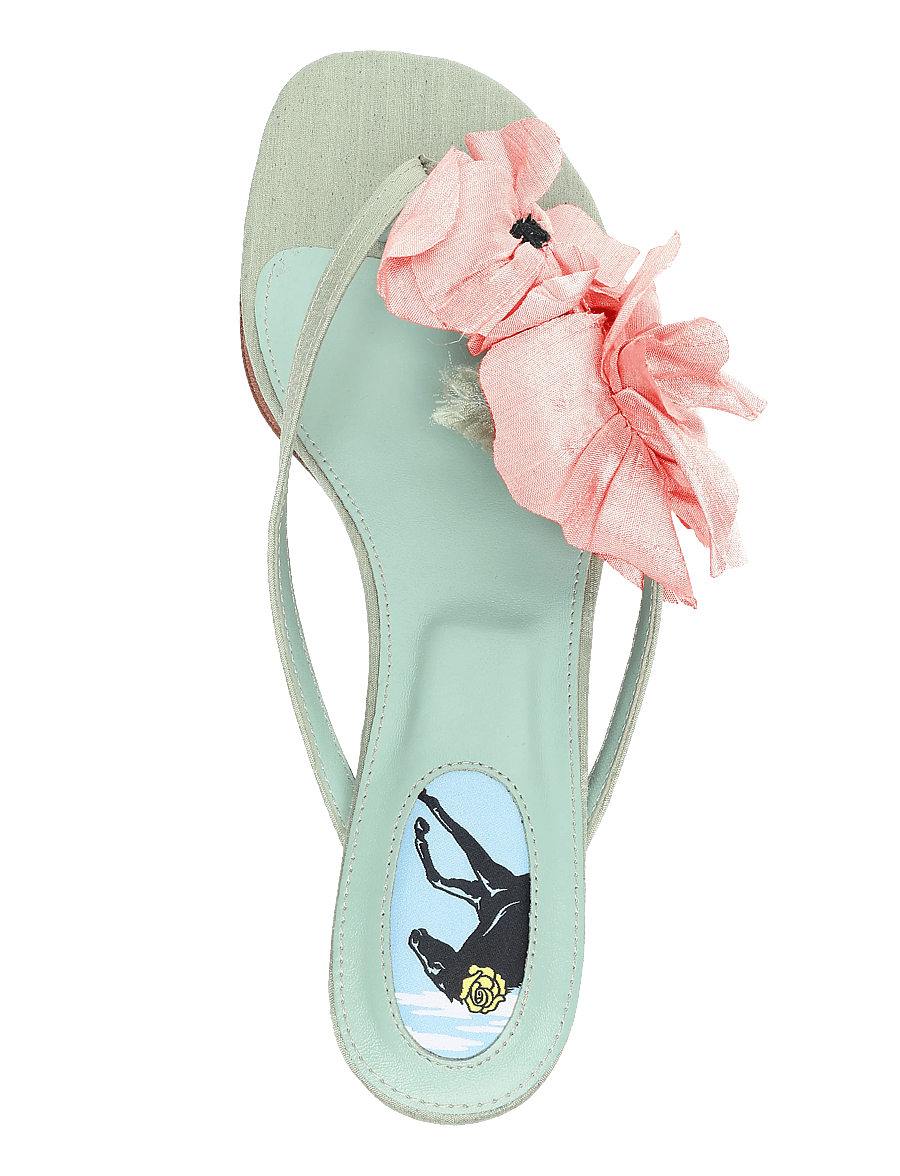 Sleeper - Poppies Silk Kitten Heel Mules - kontsaga muula-kingad - mint - 4