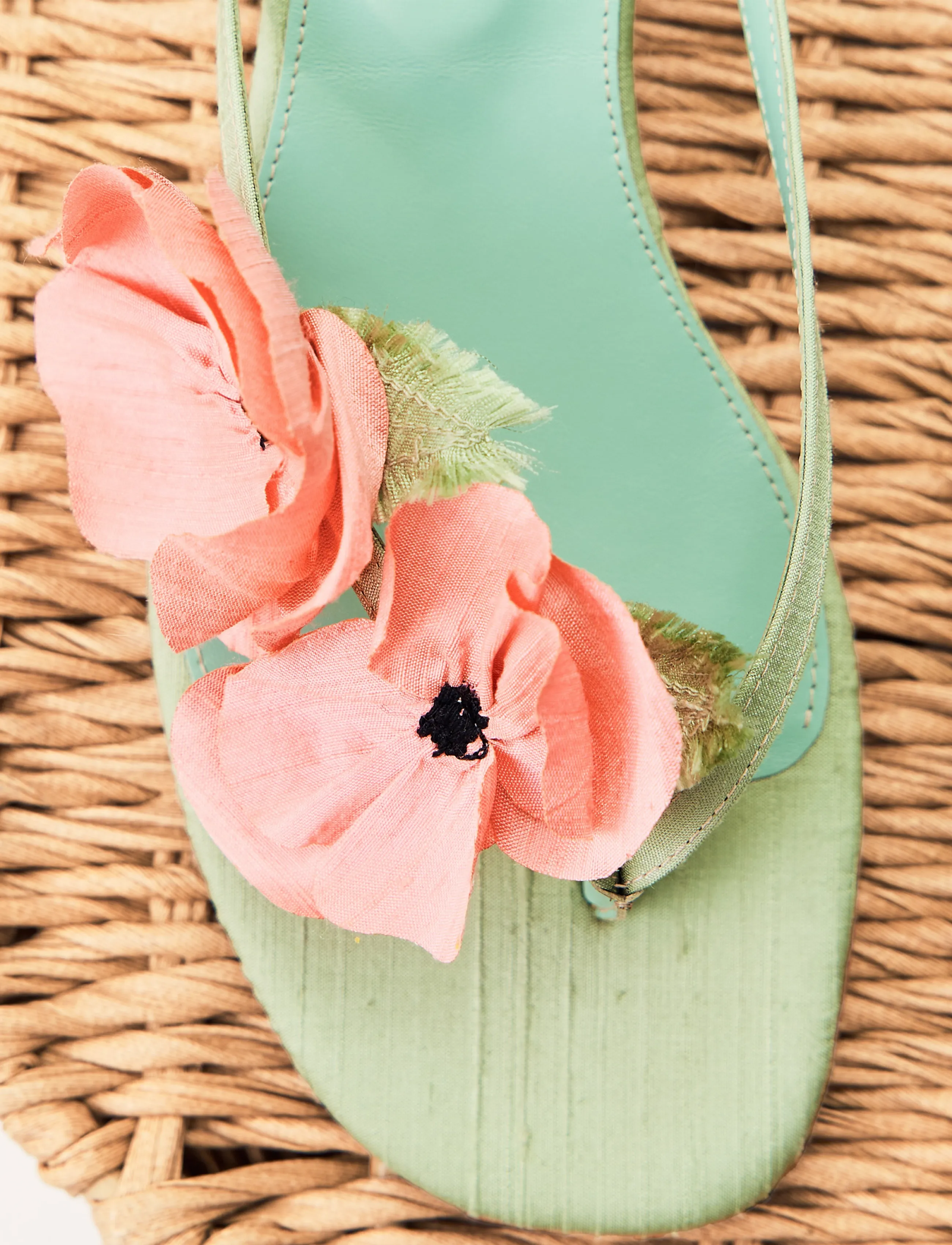 Sleeper - Poppies Silk Kitten Heel Mules - kontsaga muula-kingad - mint - 4