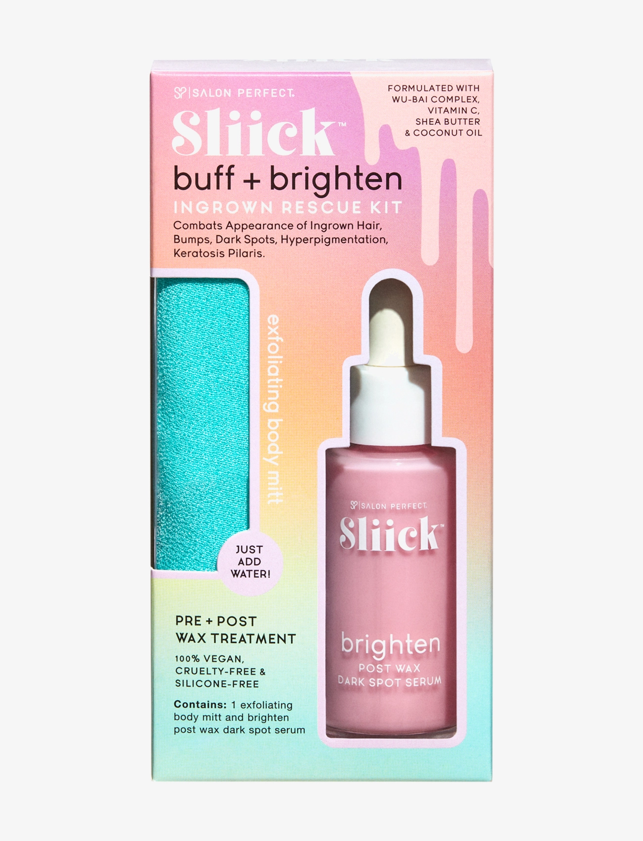 Sliick Buff+Brighten Ingrown Rescue Kit, Skincare Sæt, Nude, Str: 30 ml