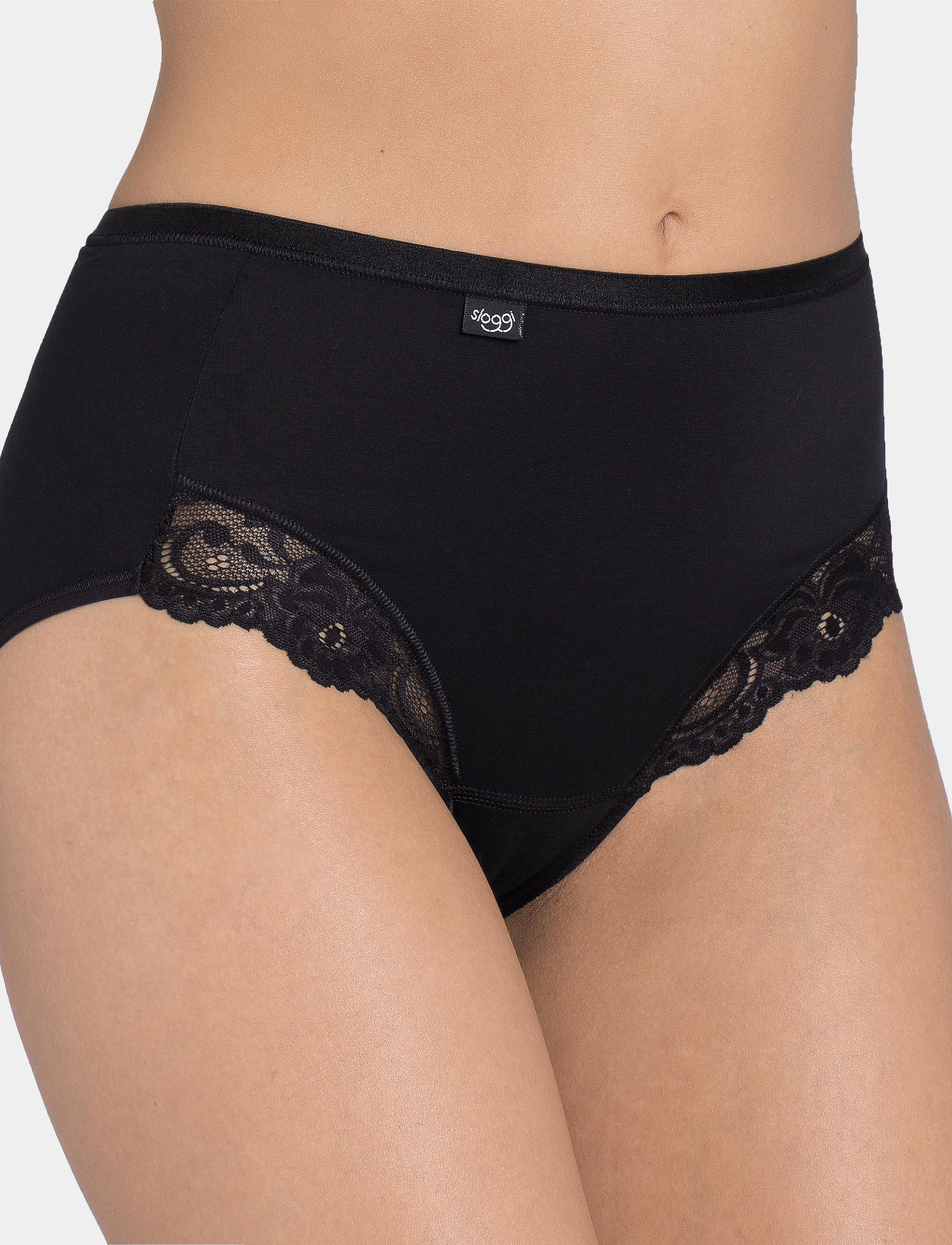 sloggi Romance Maxi, 42, Panties, Schwarz - High Waisted Frauen