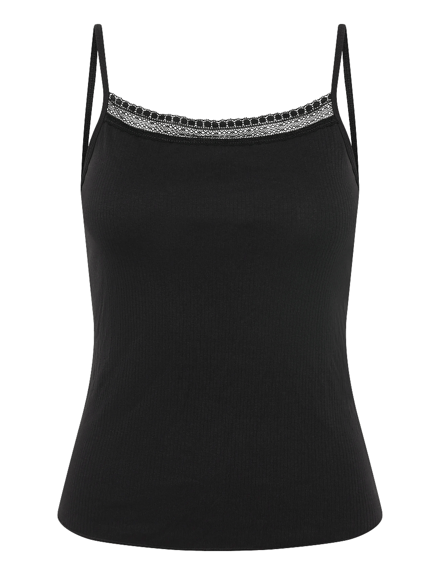 sloggi - sloggi GO Ribbed Spaghetti Top - tops - black - 1