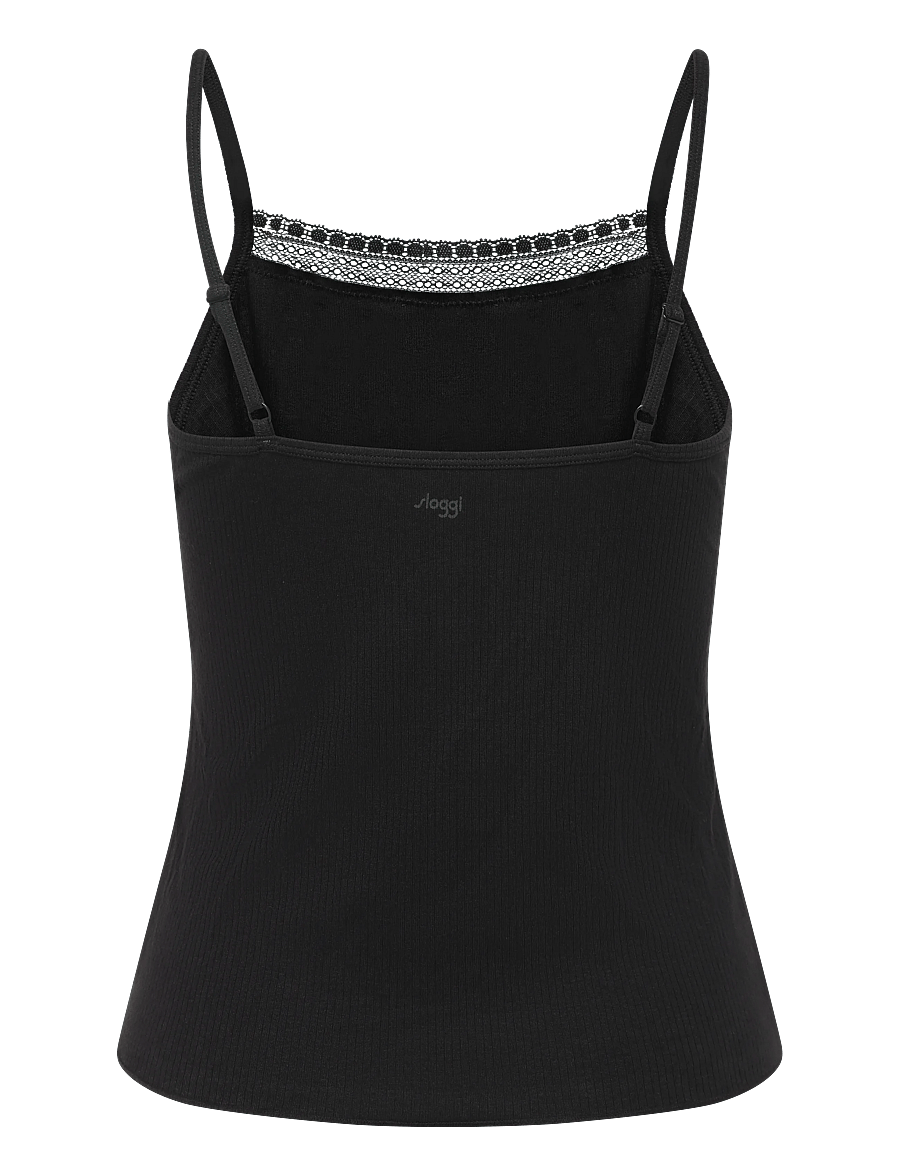 sloggi - sloggi GO Ribbed Spaghetti Top - tops - black - 2