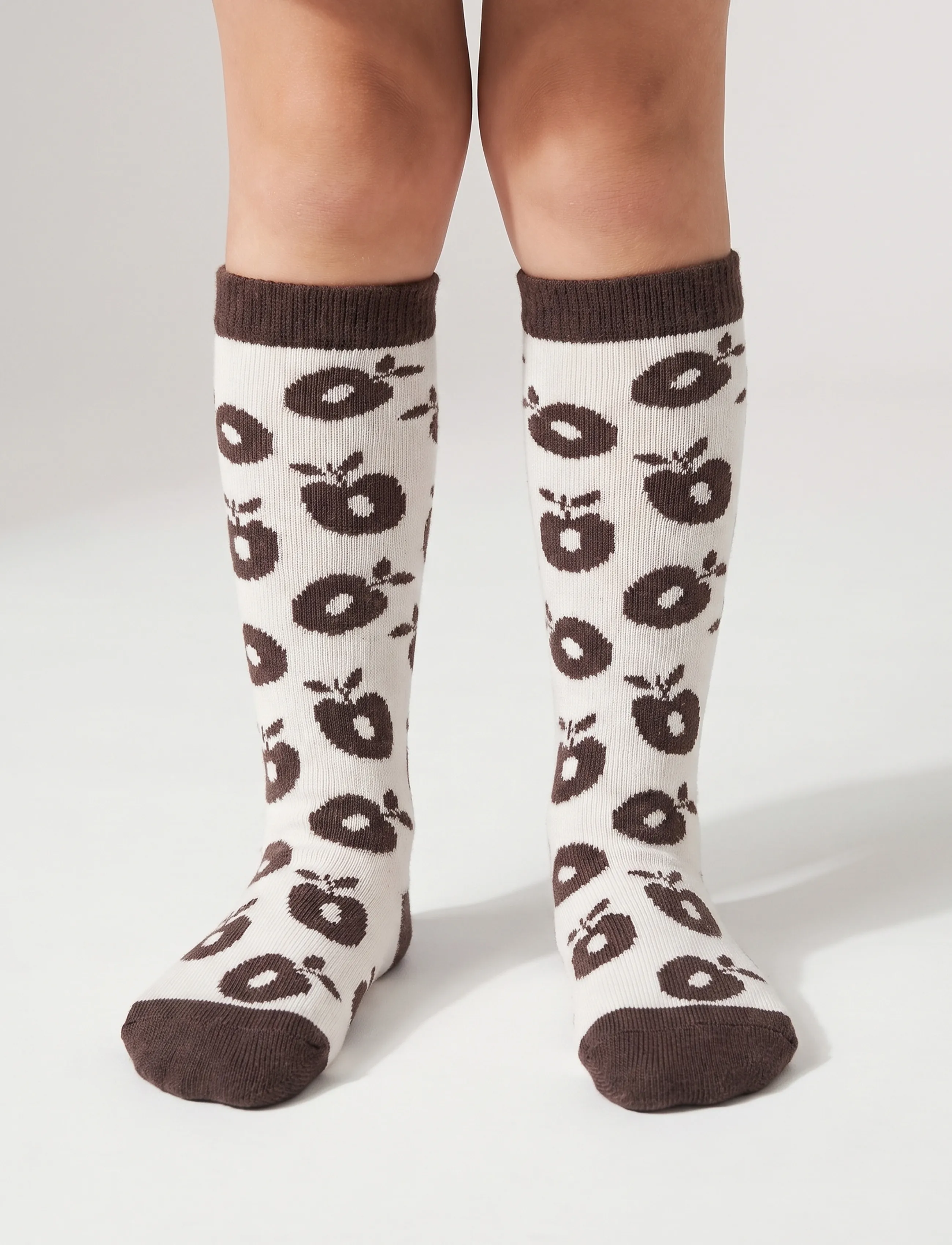 Småfolk - Knee socks with apples - sügisesed riided - brown - 0