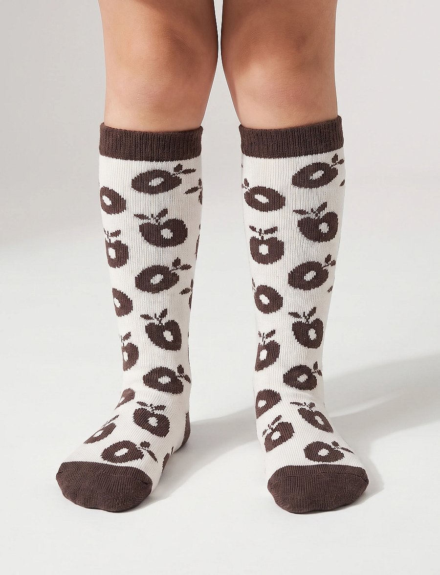 Småfolk - Knee socks with apples - rudens drabužiai - brown - 0