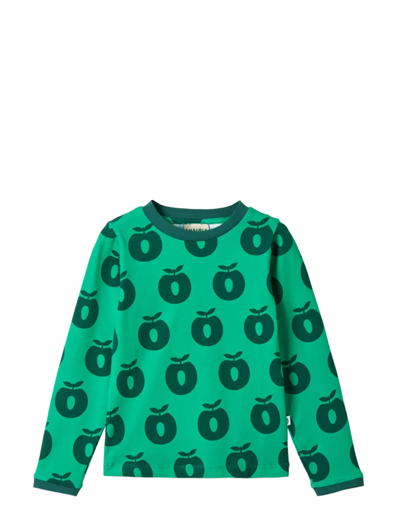 Småfolk Elstar long-sleeved top with apples - T-paidat - SMAFOLK GREEN / green