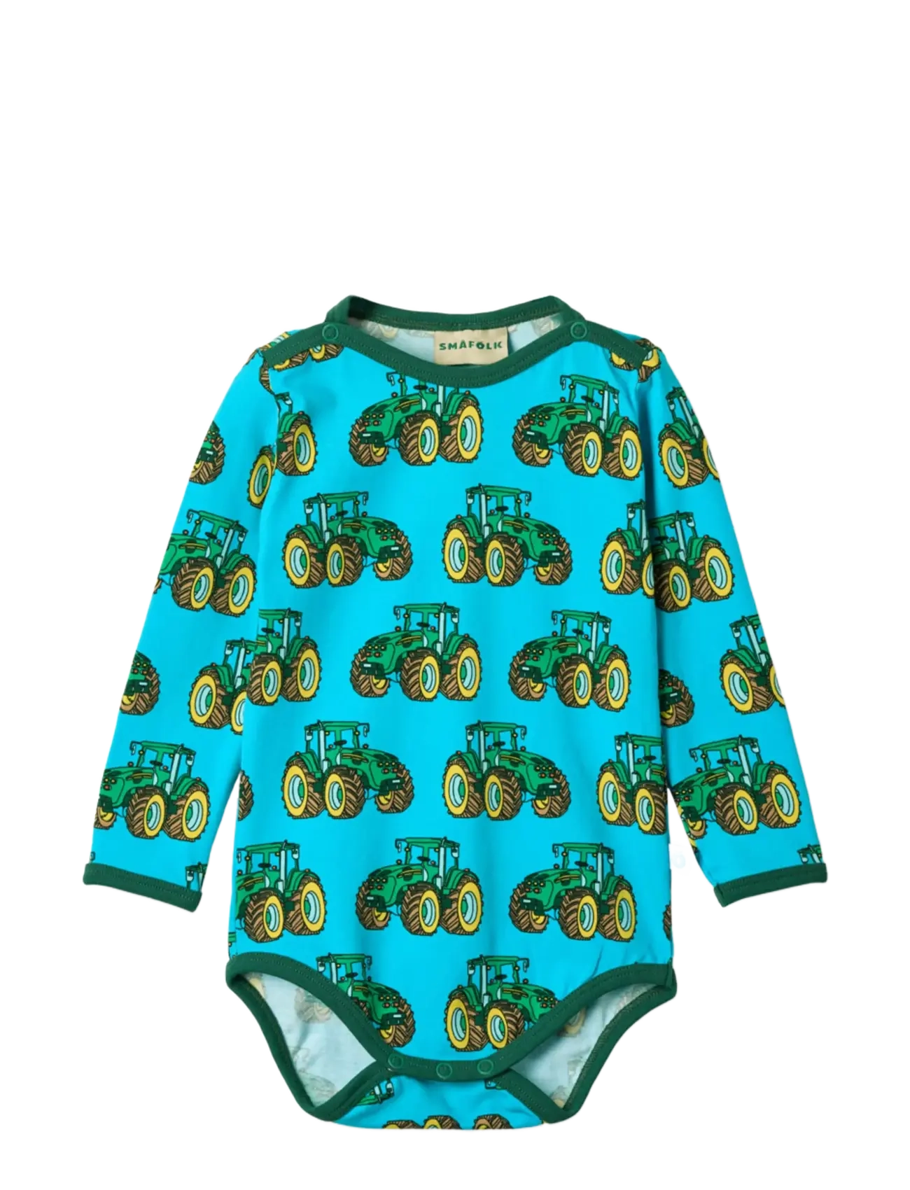 Småfolk Elstar long-sleeved baby body with tractor - Long-sleeved bodies - BLUE GLOW / blue