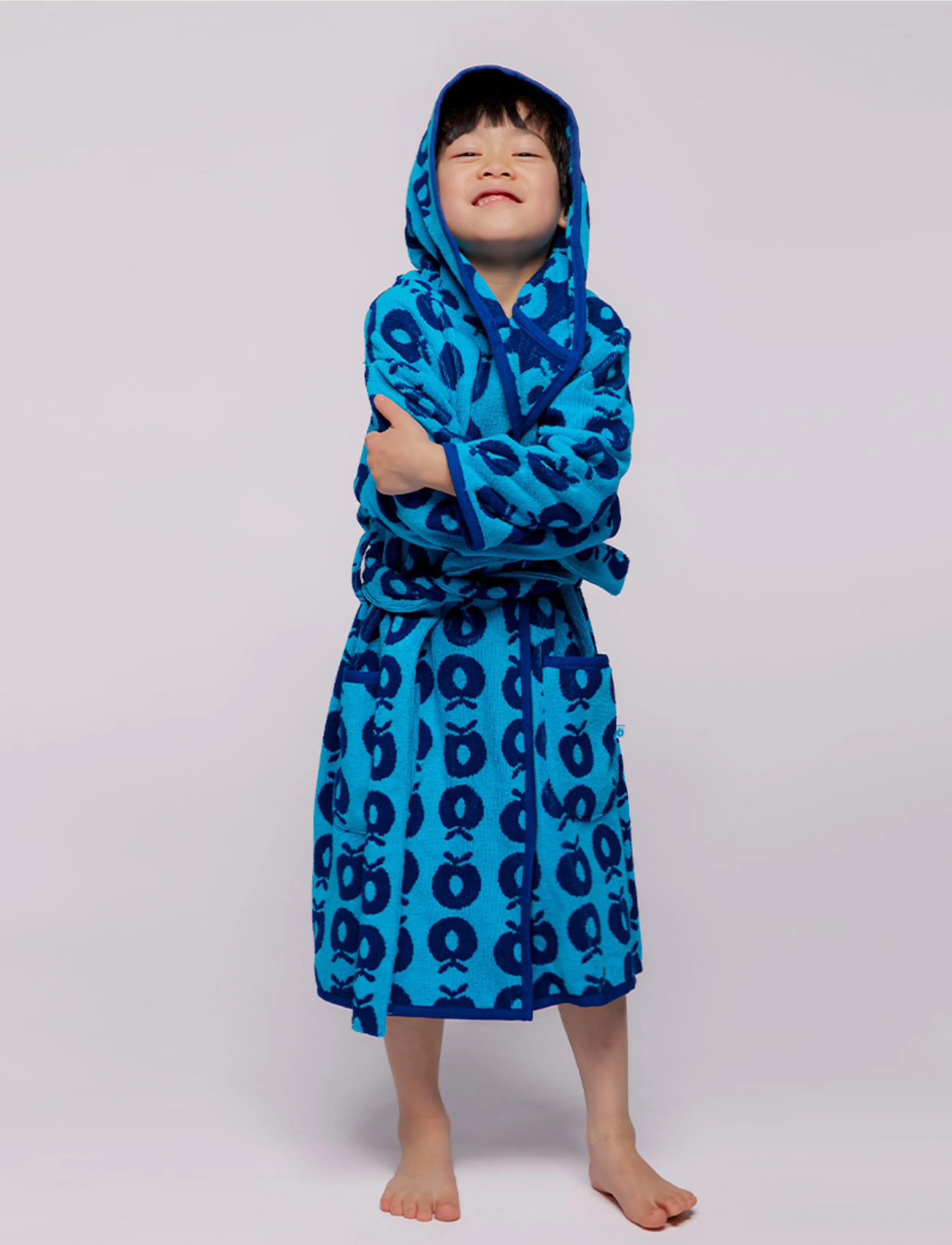 Småfolk - Bathrobe with apples - hommikumantlid - blue atoll - 0