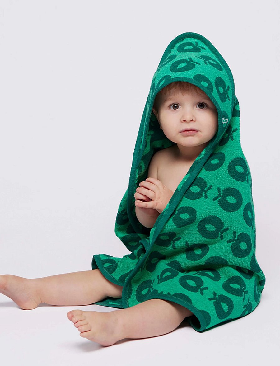 Småfolk - Baby towel with apples - laveste priser - smÅfolk green - 3