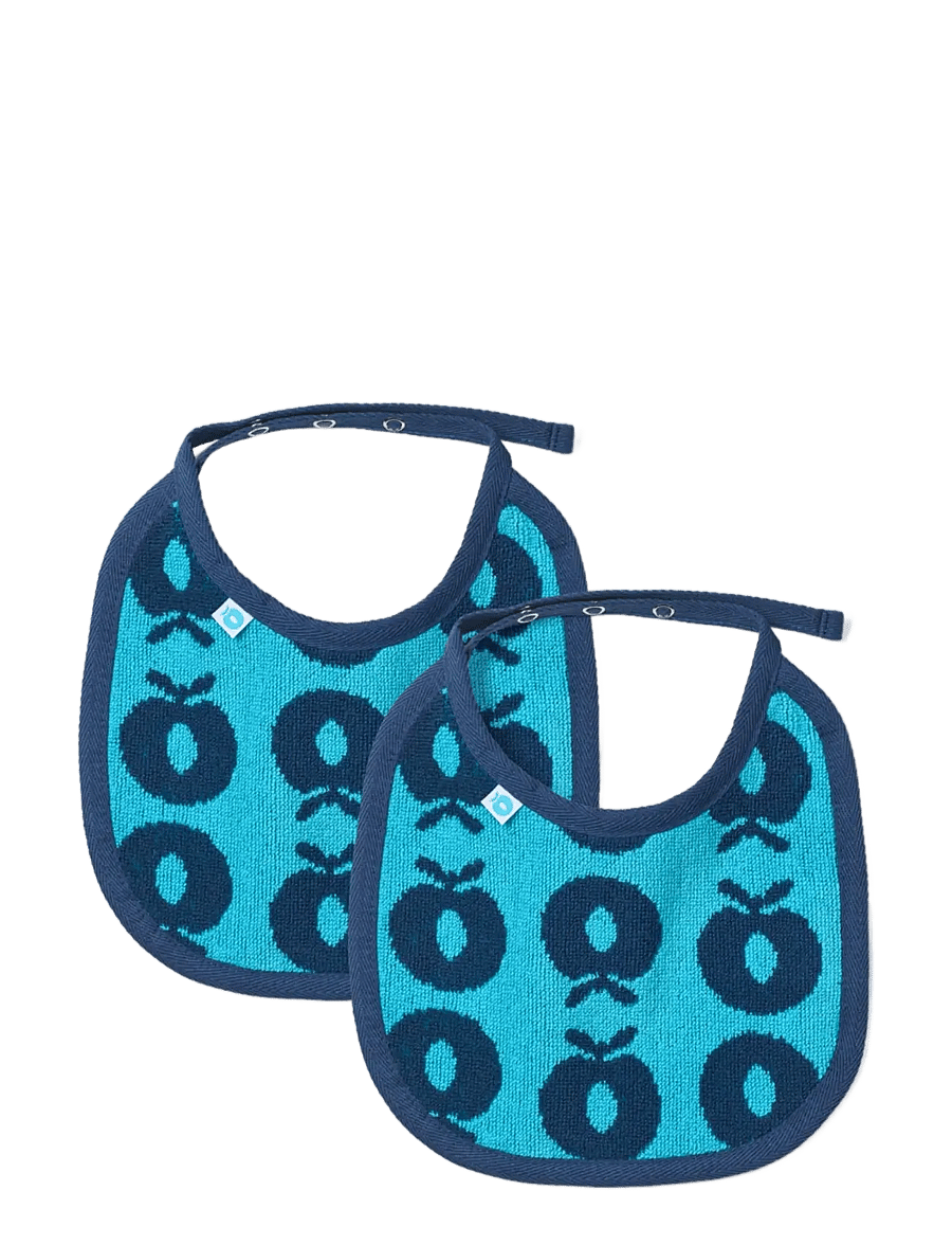 Småfolk - 2 packs of small bibs with apples - lägsta priserna - blue atoll - 0