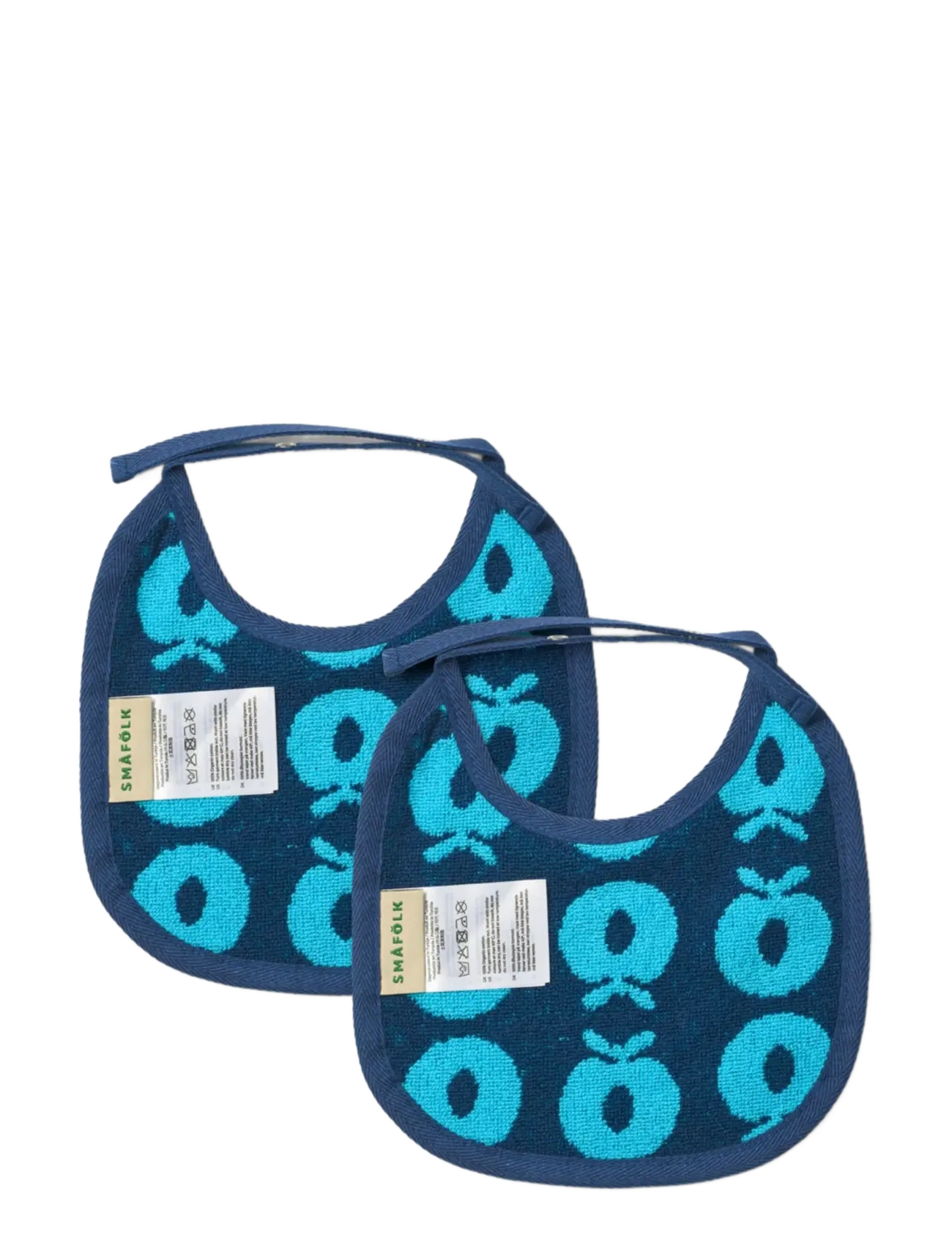 Småfolk - 2 packs of small bibs with apples - lägsta priserna - blue atoll - 1