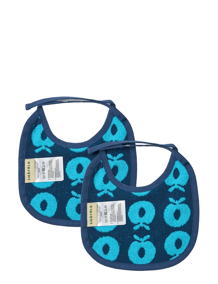 Småfolk - 2 packs of small bibs with apples - lägsta priserna - blue atoll - 1