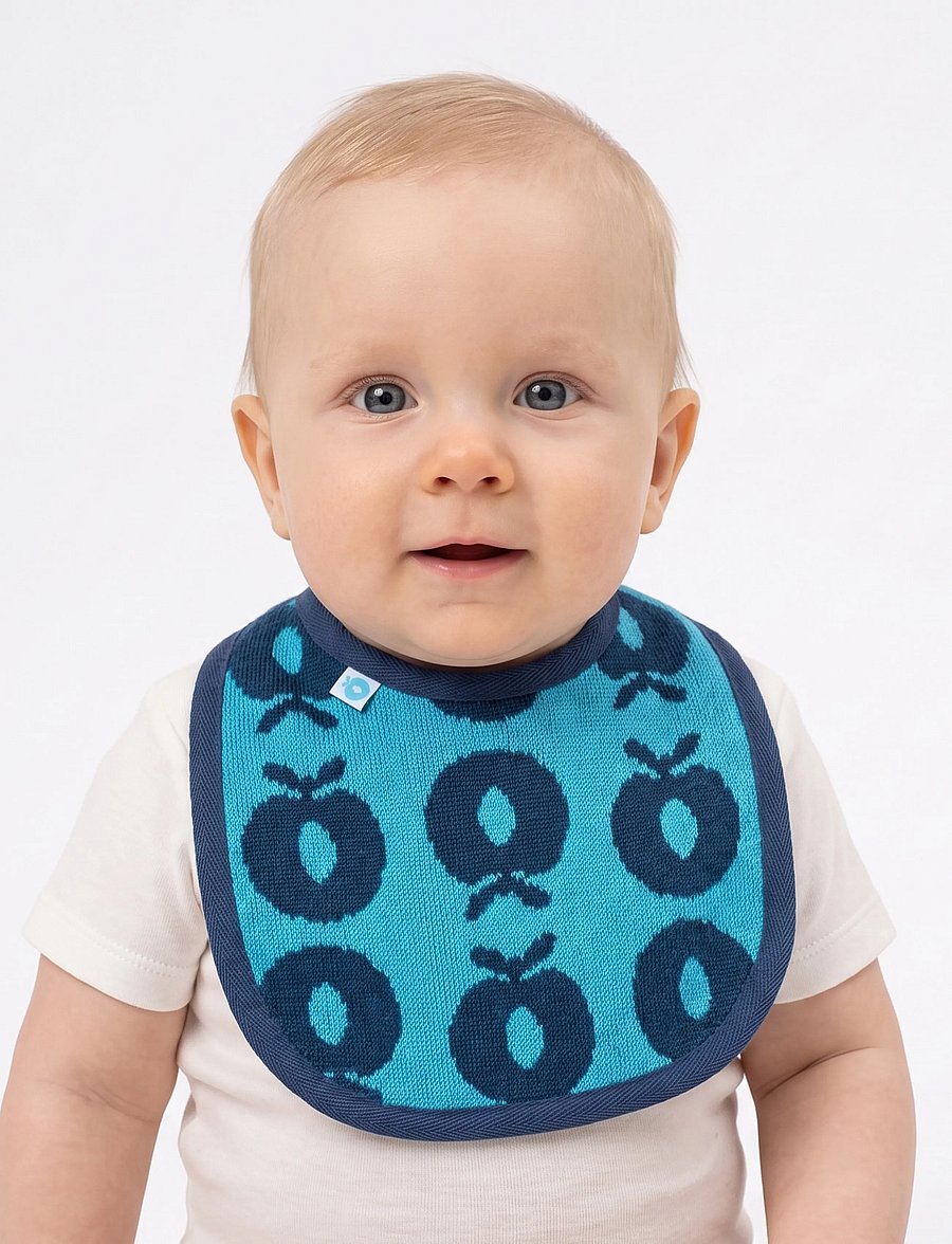 Småfolk - 2 packs of small bibs with apples - lägsta priserna - blue atoll - 2