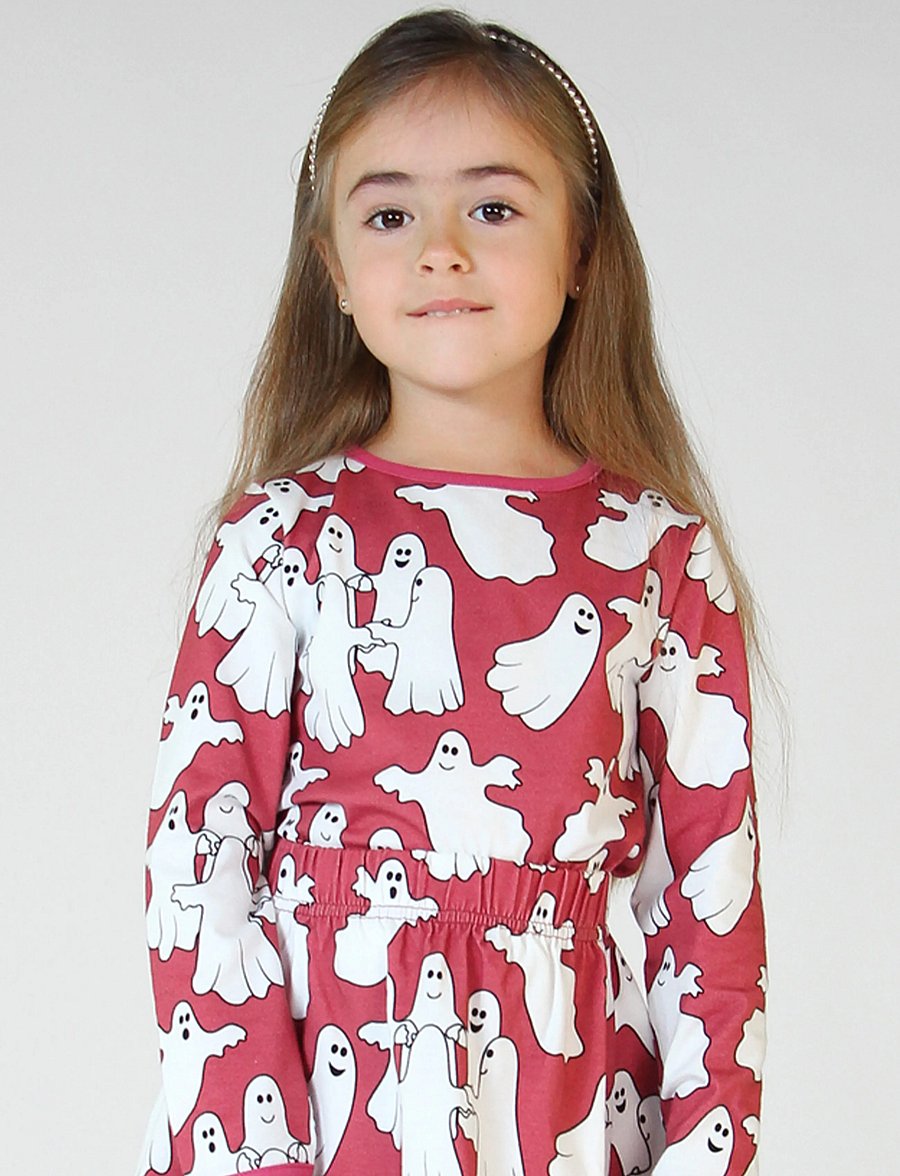 Småfolk - Long-sleeved top with ghosts - långärmade t-shirts - baroque rose - 0