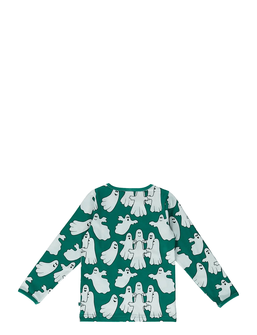 Småfolk - Long-sleeved top with ghosts - långärmade t-shirts - petroleum green - 2
