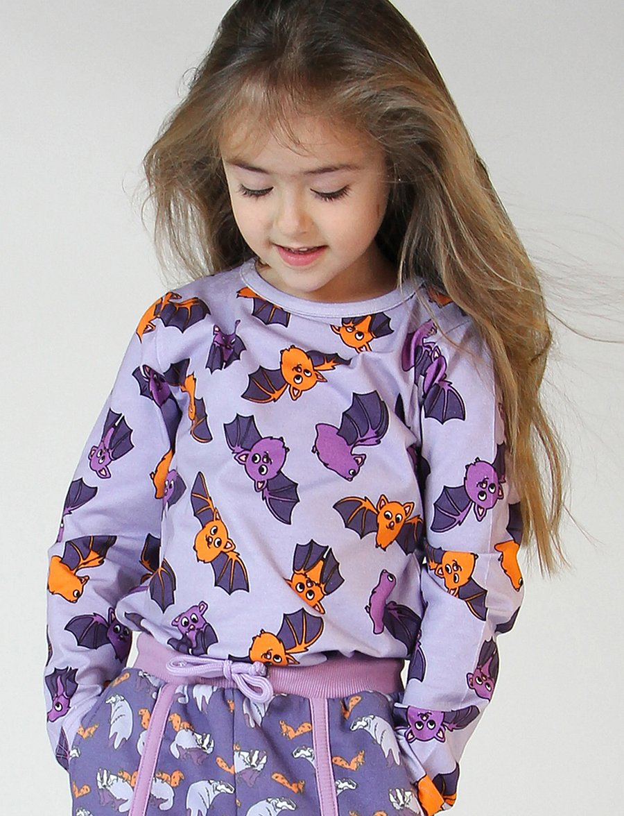 Småfolk - Long-sleeved top with bat - långärmade t-shirts - orchid petal - 0