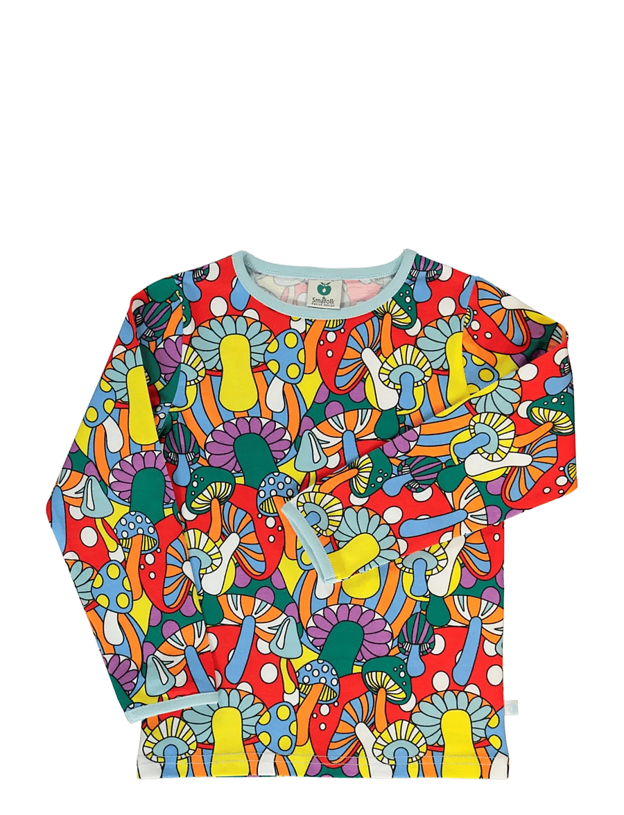 Småfolk - Long-sleeved top with mushrooms - långärmade t-shirts - fall yellow - 1