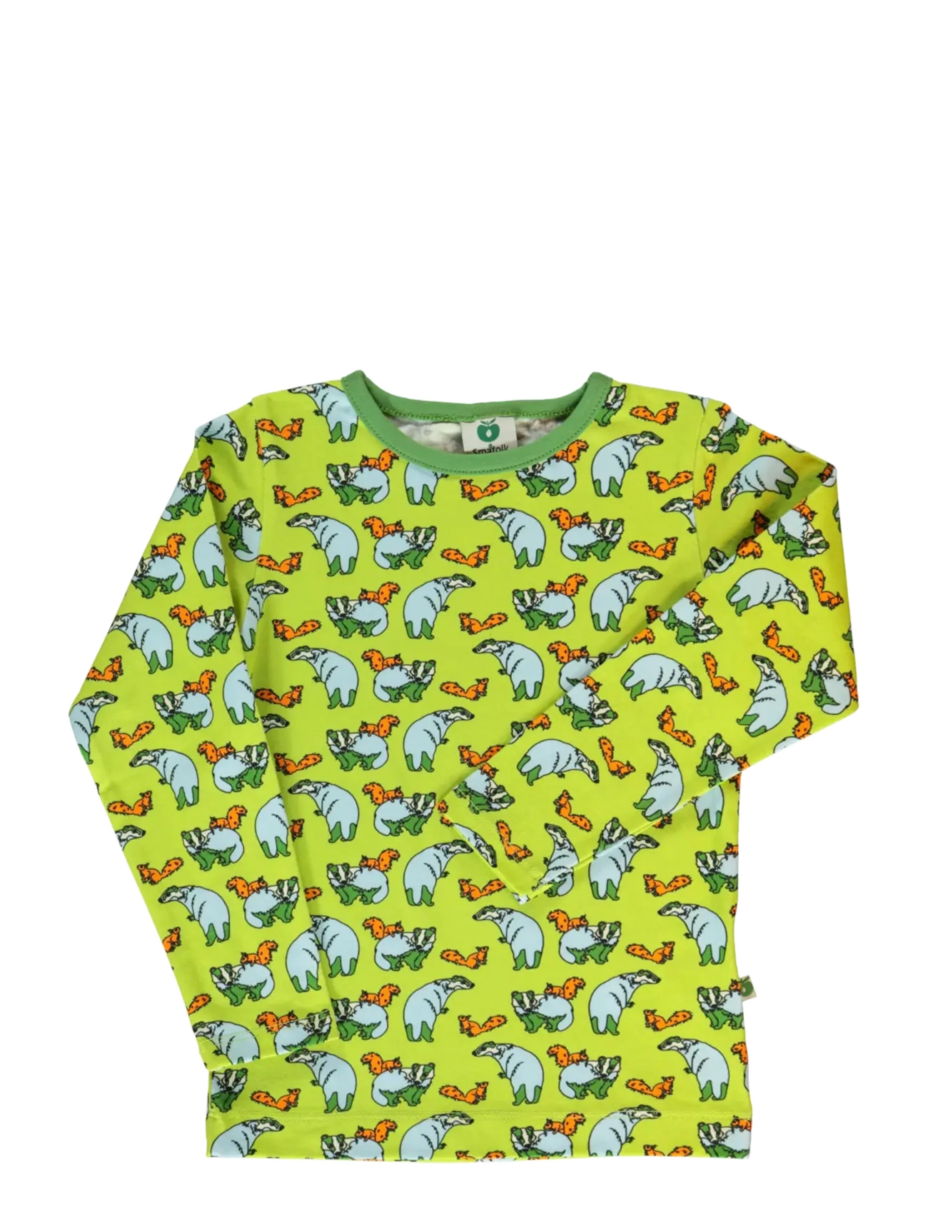 SMÅFOLK Langärmelig Bluse With Badger Und Squirrel Grün - 104-110 - Kinder