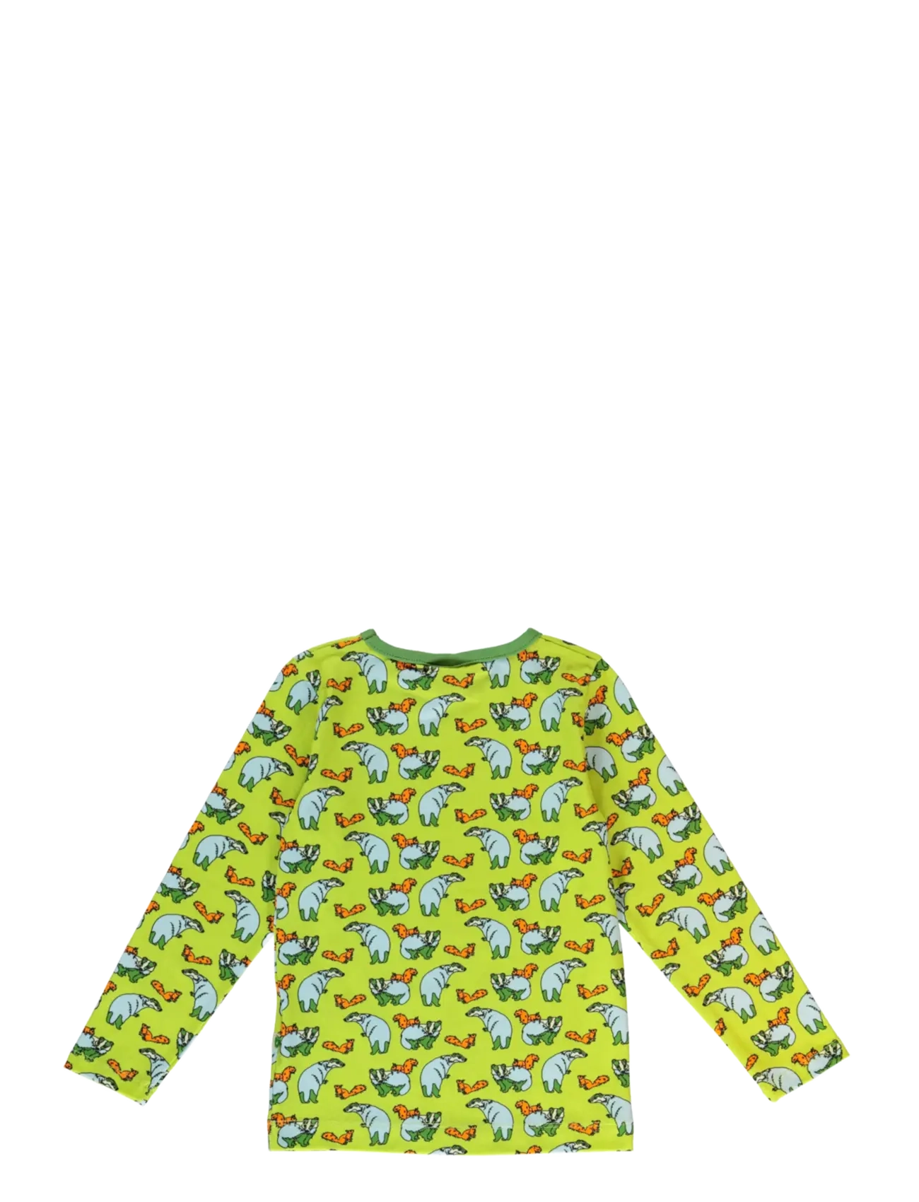 Småfolk - Long-sleeved blouse with badger and squirrel - långärmade t-shirts - pear green - 2