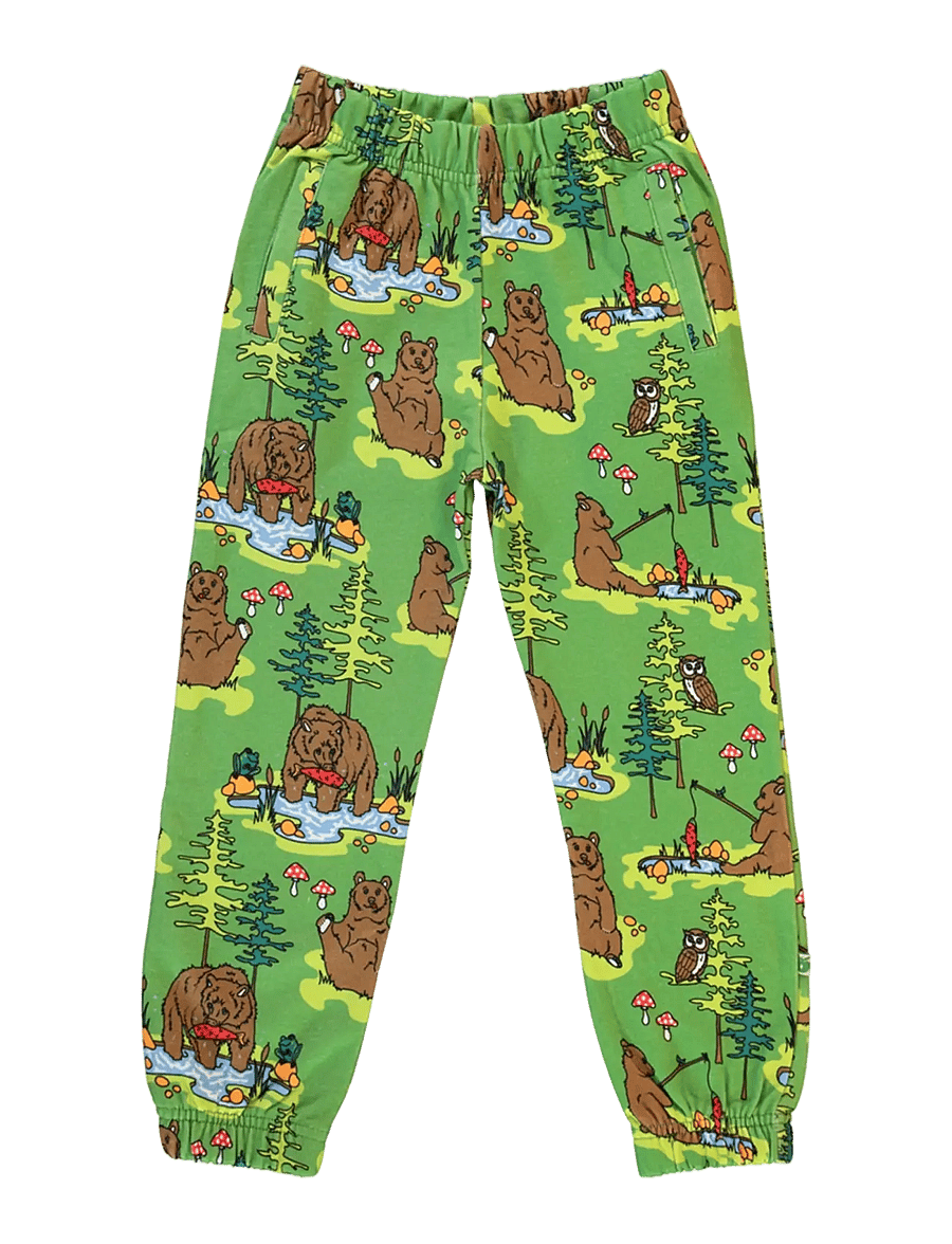 Småfolk - Sweatpants with bears - mjukisbyxor - moss green - 1