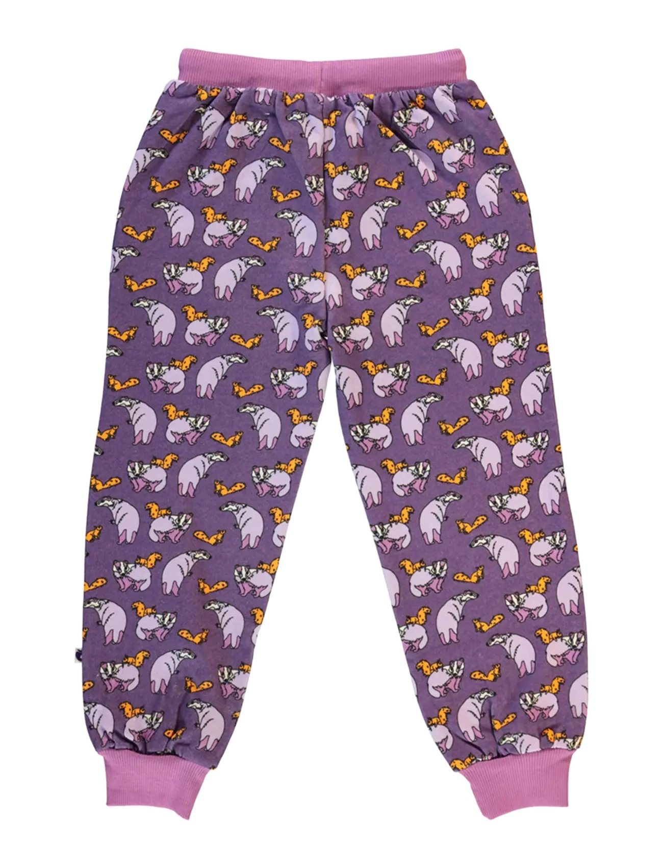 Småfolk - Sweatpants with badger and squirrel. - mjukisbyxor - loganberry - 2
