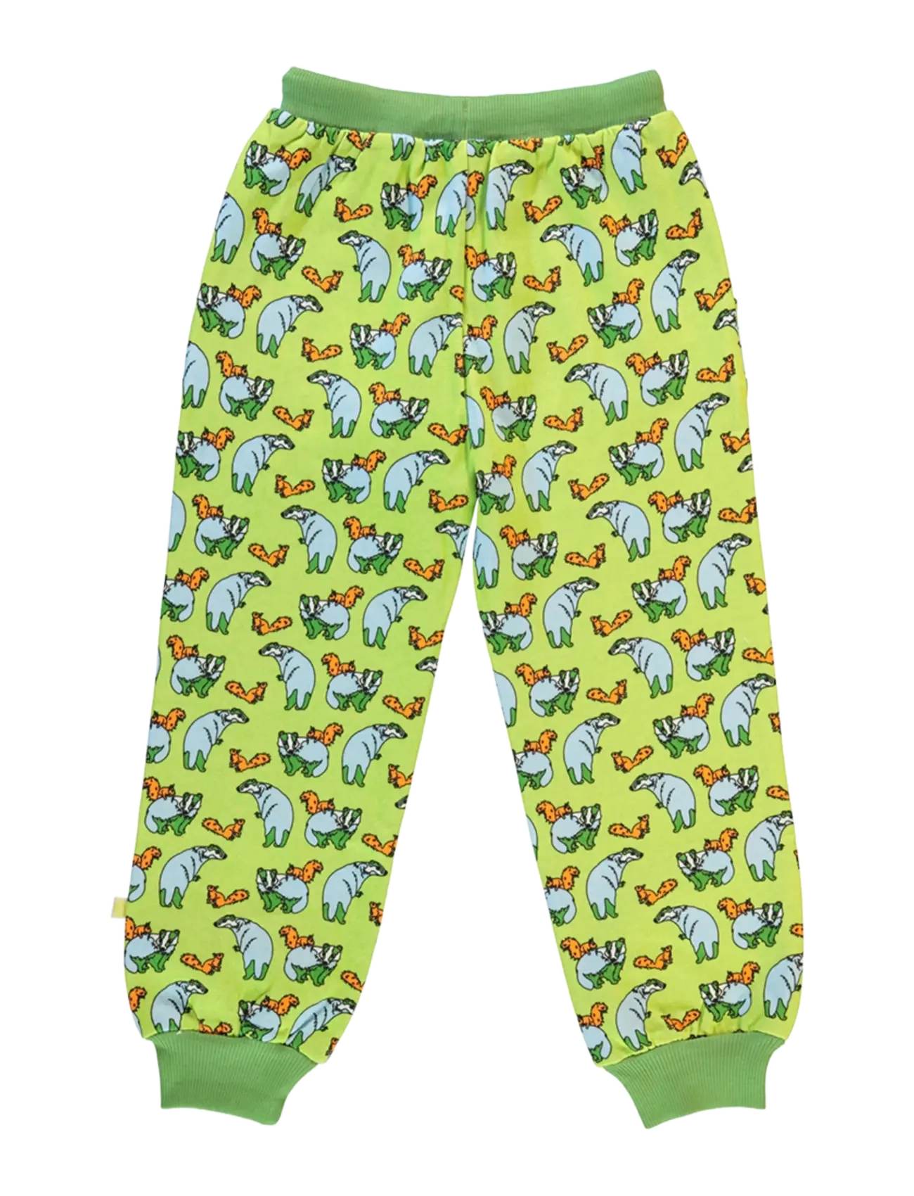 Småfolk - Sweatpants with badger and squirrel. - mjukisbyxor - pear green - 2