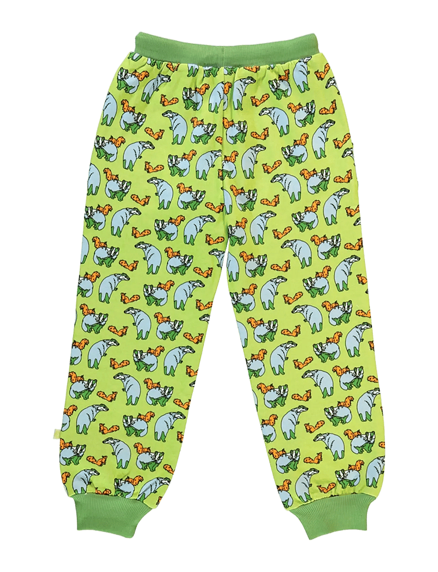 Småfolk - Sweatpants with badger and squirrel. - mjukisbyxor - pear green - 2