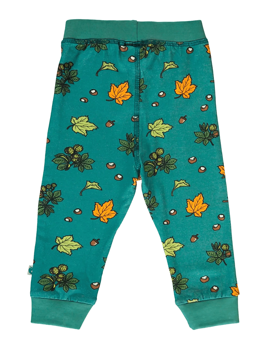 Småfolk - Leggings for baby with Fall leaves - leggings - petroleum green - 2