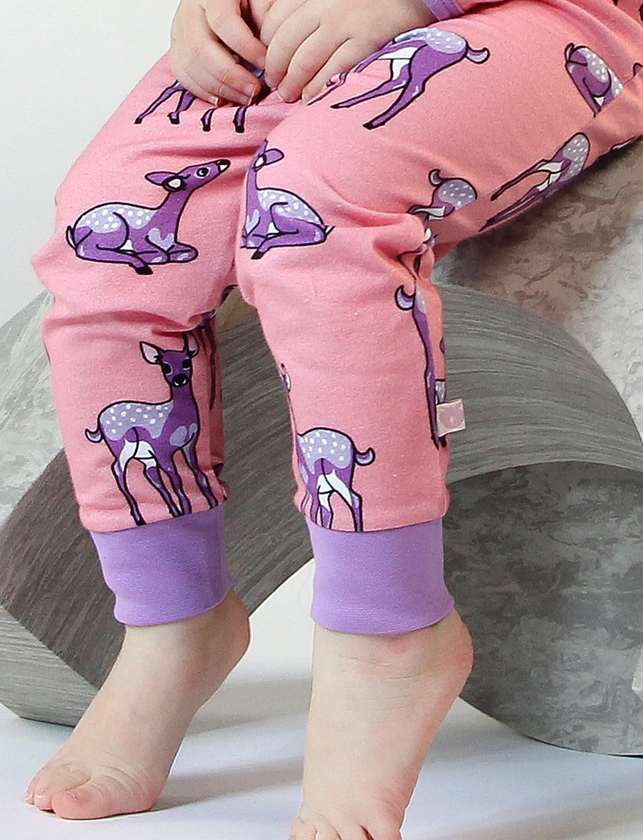 Småfolk - Leggings for baby with deer - leggings - bridal rose - 0