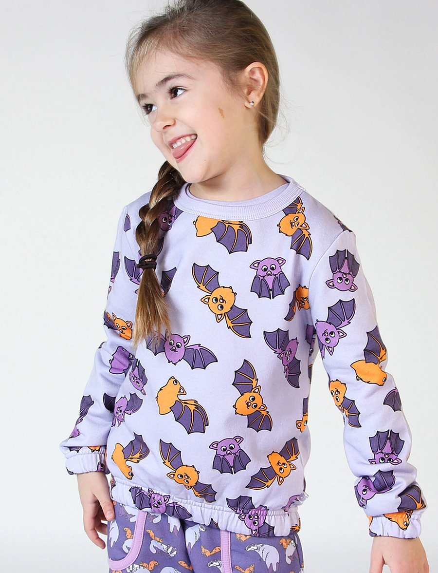 Småfolk - Sweatshirt with bat - sweatshirts - orchid petal - 0