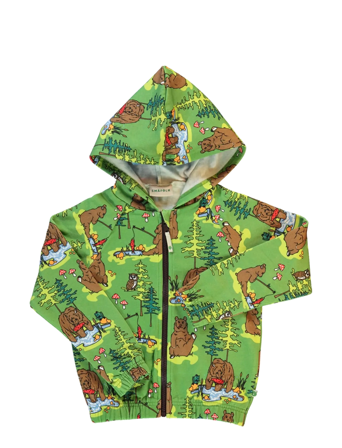 SMÅFOLK Hoodie With Bear Grün - 98-104 - Kinder