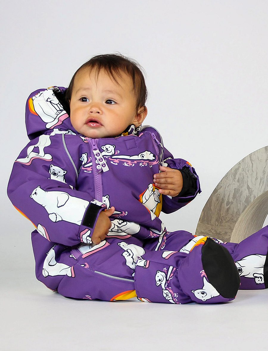 Småfolk - Snowsuit for toddlers with polar bears - vinteroveraller - purple heart - 0