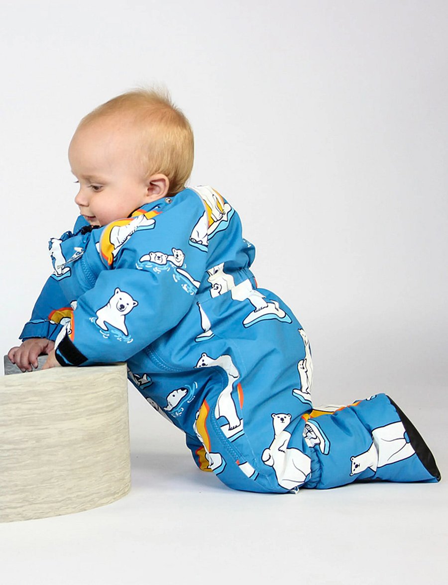 Småfolk - Snowsuit for toddlers with polar bears - vinteroveraller - solid blue - 0