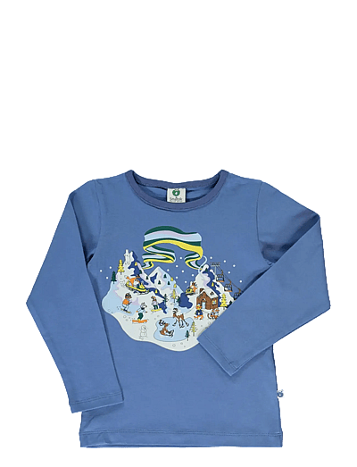 Long-Sleeved Top With Winter Landscape - LangæRmede T-Shirts