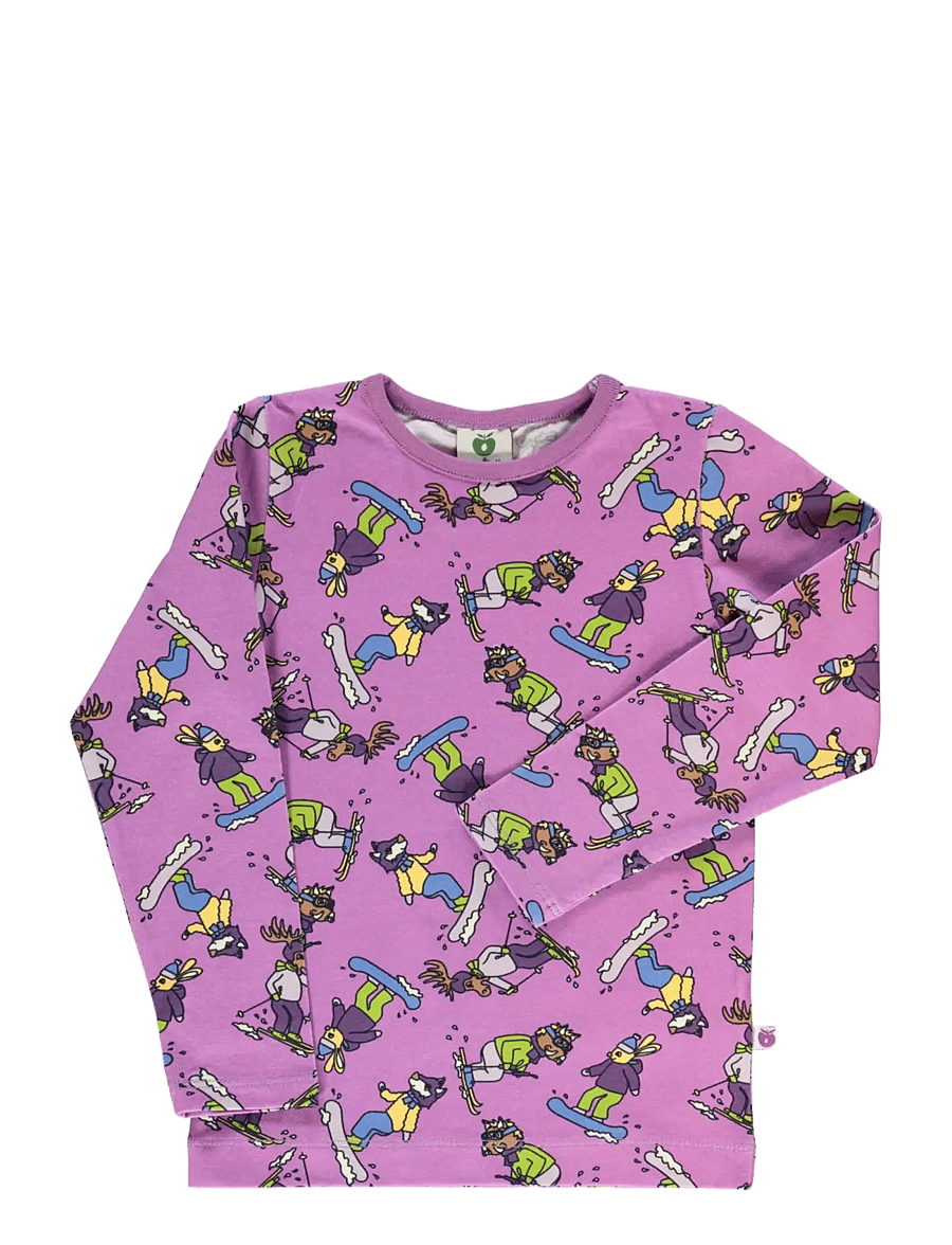 Småfolk - Long-sleeved top with skiing - långärmade t-shirts - dusty lavender - 1