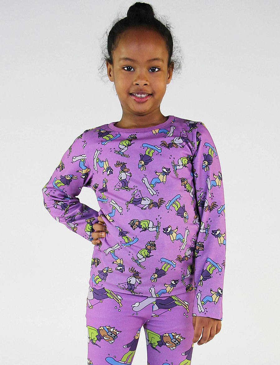 Småfolk - Long-sleeved top with skiing - långärmade t-shirts - dusty lavender - 0