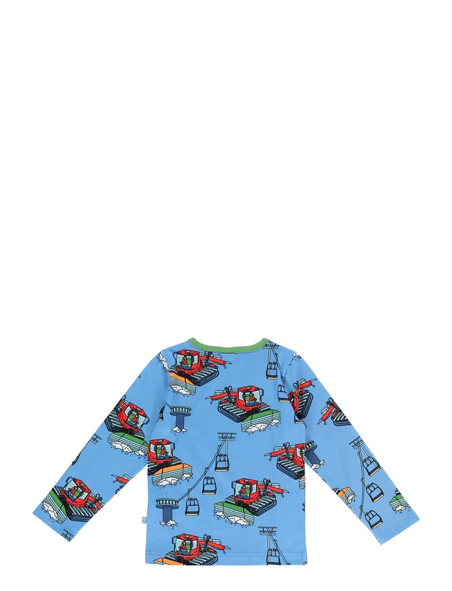 Småfolk - Long-sleeved blouse with snowcat - långärmade t-shirts - alaskan blue - 2