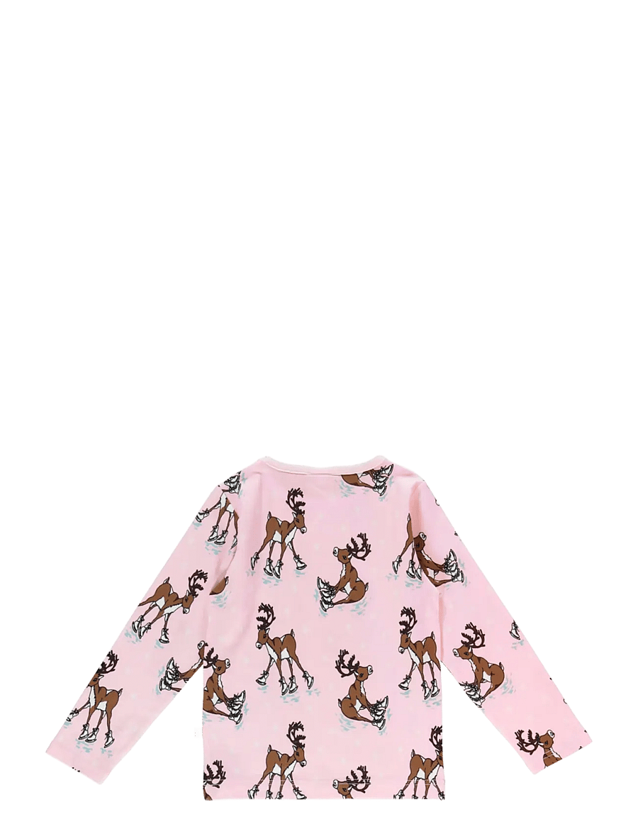 Småfolk - Long-sleeved top with reindeer - långärmade t-shirts - icy pink - 2