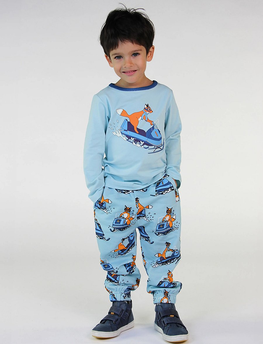 Småfolk - Sweatpants with snowmobile - mjukisbyxor - stratosphere - 0