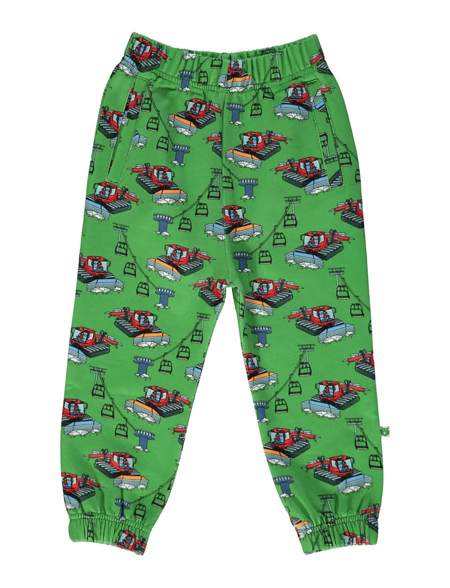Småfolk - Sweatpants with snowcat - mjukisbyxor - moss green - 1
