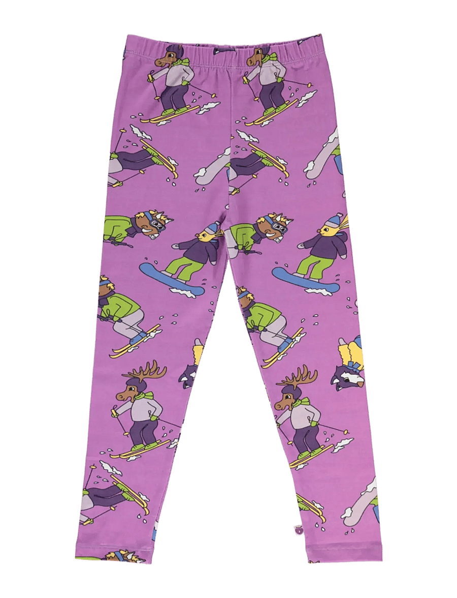 Småfolk - Leggings for children with skiing - leggings - dusty lavender - 1